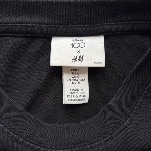 Disney 100 X H&M Tee Size Large Embroidered Colab Trevor Andrew Drip Puff Paint - Picture 3 of 11